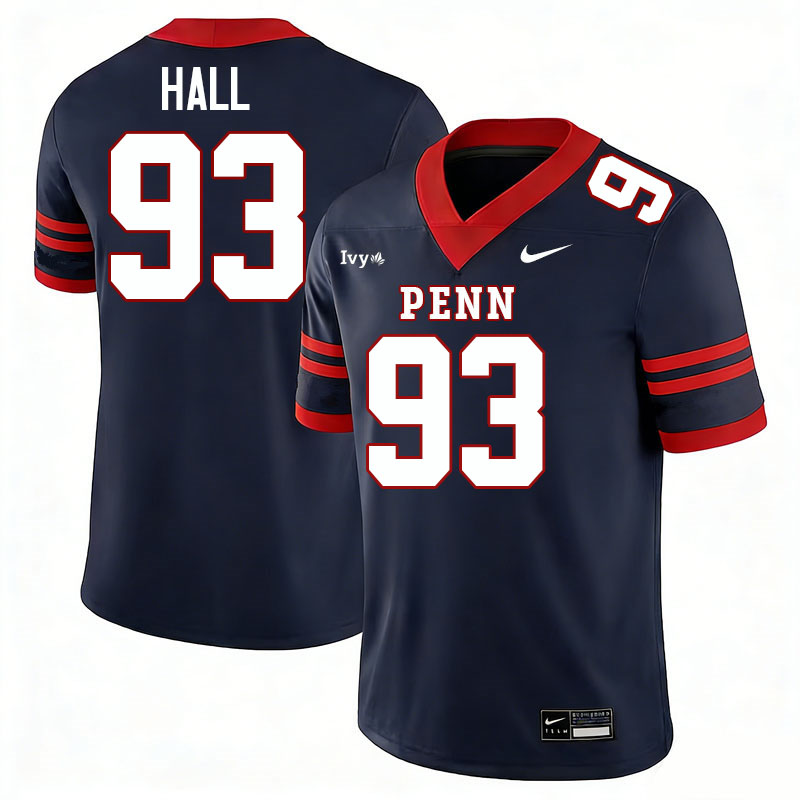 Pennsylvania Quakers #93 Raashed Hall College Football Jerseys,Uniforms Stitched-Navy